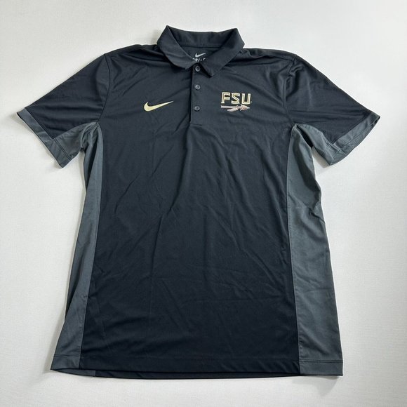 Nike Other - Nike Dri-Fit Florida State Polo FSU Seminoles Collared Black Shirt Mens Size L